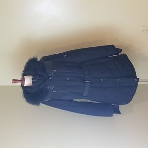 Michael Kors Women's Black Faux Fur Hooded Puffer Coat Size 1X